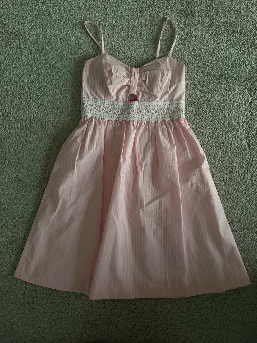 Lilly Pulitzer Light Pink Striped Sundress with White Lace Waist